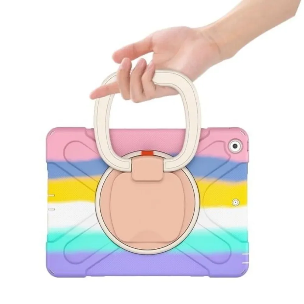 Heavy Duty Hybrid Rugged Shockproof Case 360 Gen/iPad 7th Gen Rainbow Pink